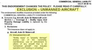 drone liability insurance exclusion